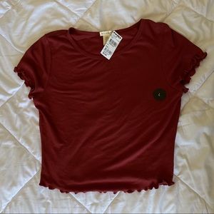 Tillys Red/Rust/Brown Cropped Top Shirt NWT